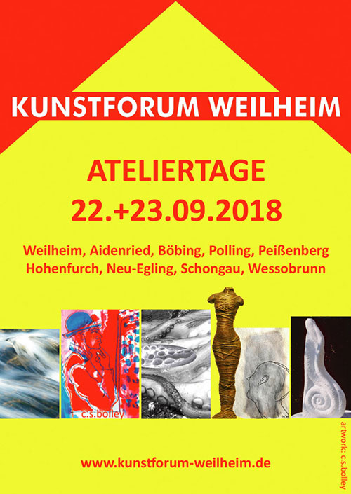 Ausstellung im Kloster Andechs
Fürstentrakt, Bergstraße 2, 82362 Andechs, Tel. 08152/376-0
„FUNDSTÜCKE“ 
Christian S. Bolley & 
Diana Sandmann